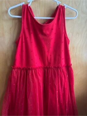 Girls Red Sleeveless Tulle Party Dress